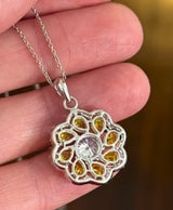 White Gold with Orange Pear Shape Lab Diamond Necklace