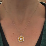 White Gold with Orange Pear Shape Lab Diamond Necklace