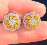 White Gold Yellow Pear Shape Lab Diamond Earring