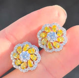 White Gold Yellow Pear Shape Lab Diamond Earring