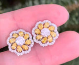 White Gold Yellow Pear Shape Lab Diamond Earring