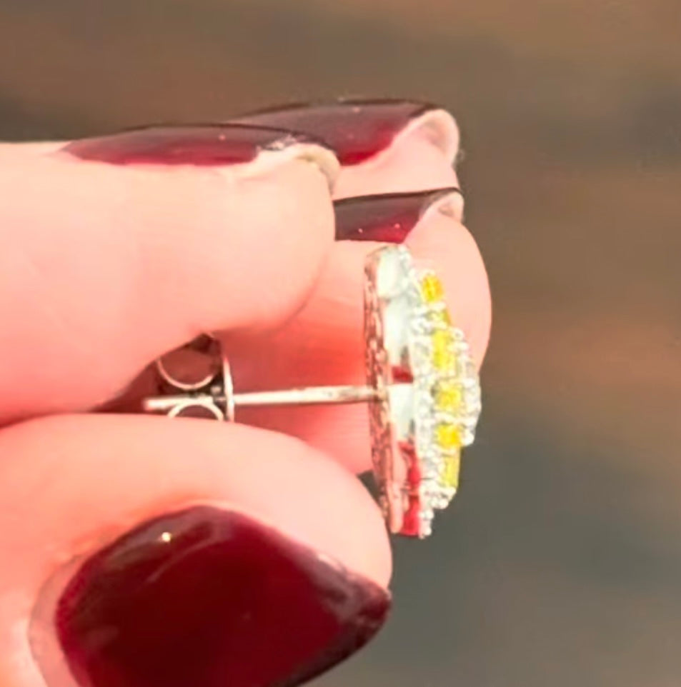 White Gold Yellow Pear Shape Lab Diamond Earring