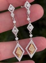 White Gold Yellow Cushion & Round Dangle Earring