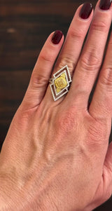 White Gold Yellow Cushion & Round Lab Diamond Ring