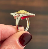 White Gold Yellow Cushion & Round Lab Diamond Ring