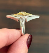 White Gold Yellow Cushion & Round Lab Diamond Ring