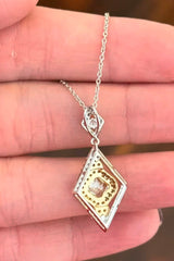 White Gold Yellow Cushion & White Lab Diamond Necklace