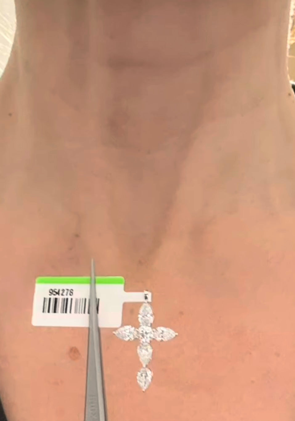 White Gold Pear Shape Lab Diamond Cross Pendant