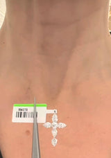 White Gold Pear Shape Lab Diamond Cross Pendant