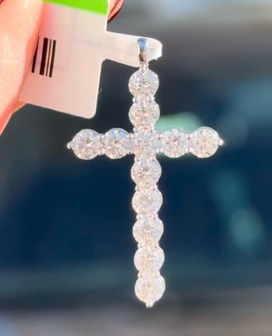 White Gold Lab Diamond Cross Pendant