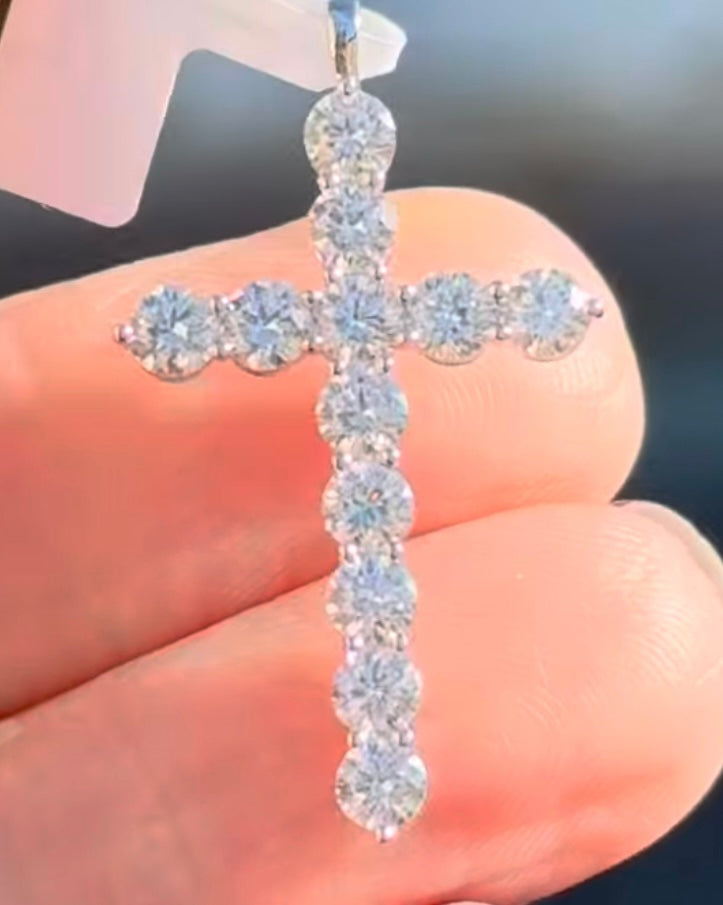 White Gold Lab Diamond Cross Pendant