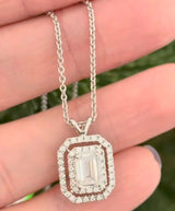 White Gold Emerald Cut Lab Diamond Necklace