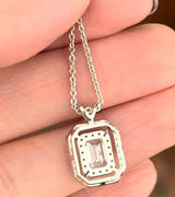 White Gold Emerald Cut Lab Diamond Necklace