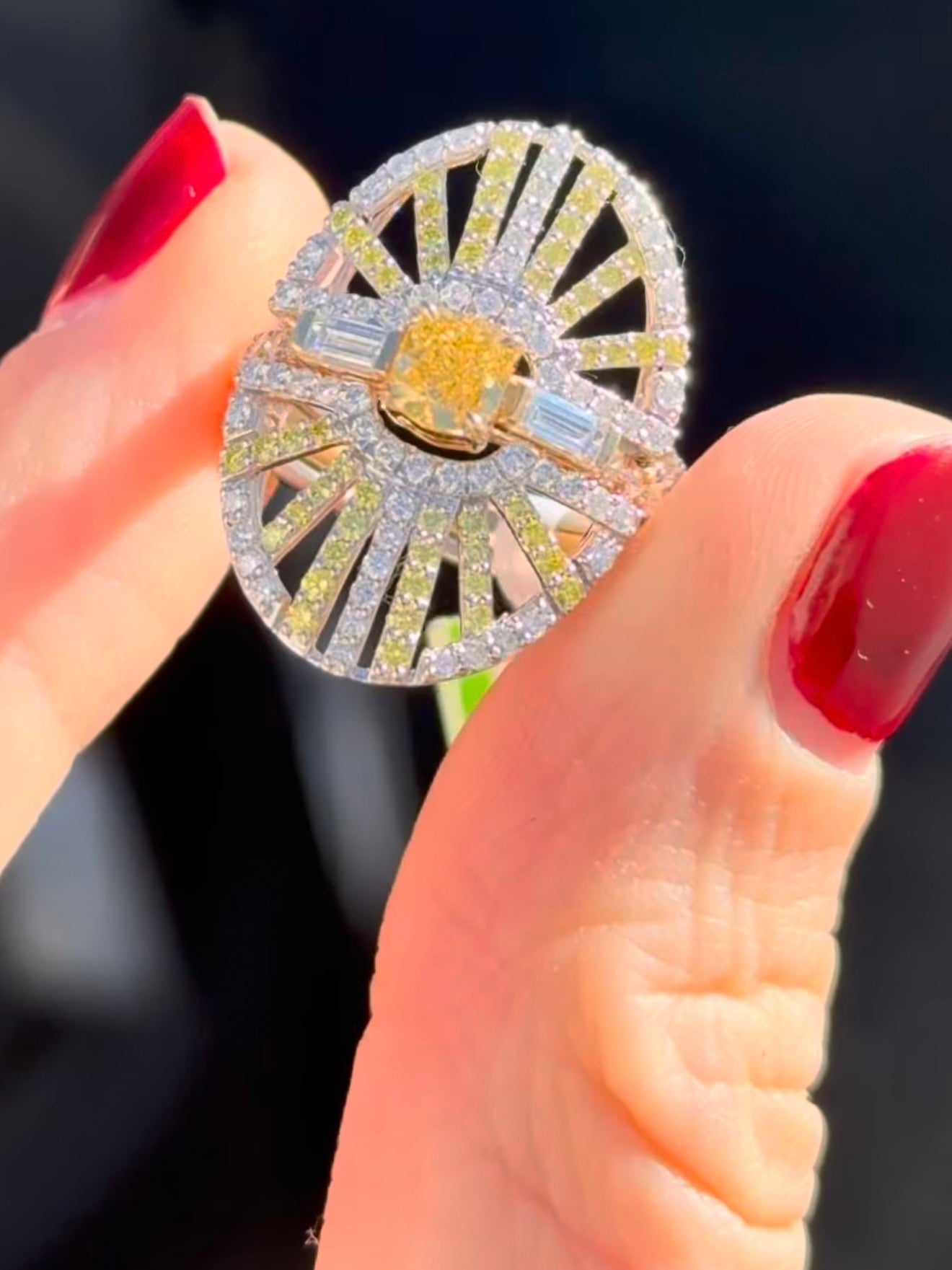 Yellow Gold Ring & White Gold Jacket with Yellow Cushion