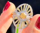 Yellow Gold Ring & White Gold Jacket with Yellow Cushion