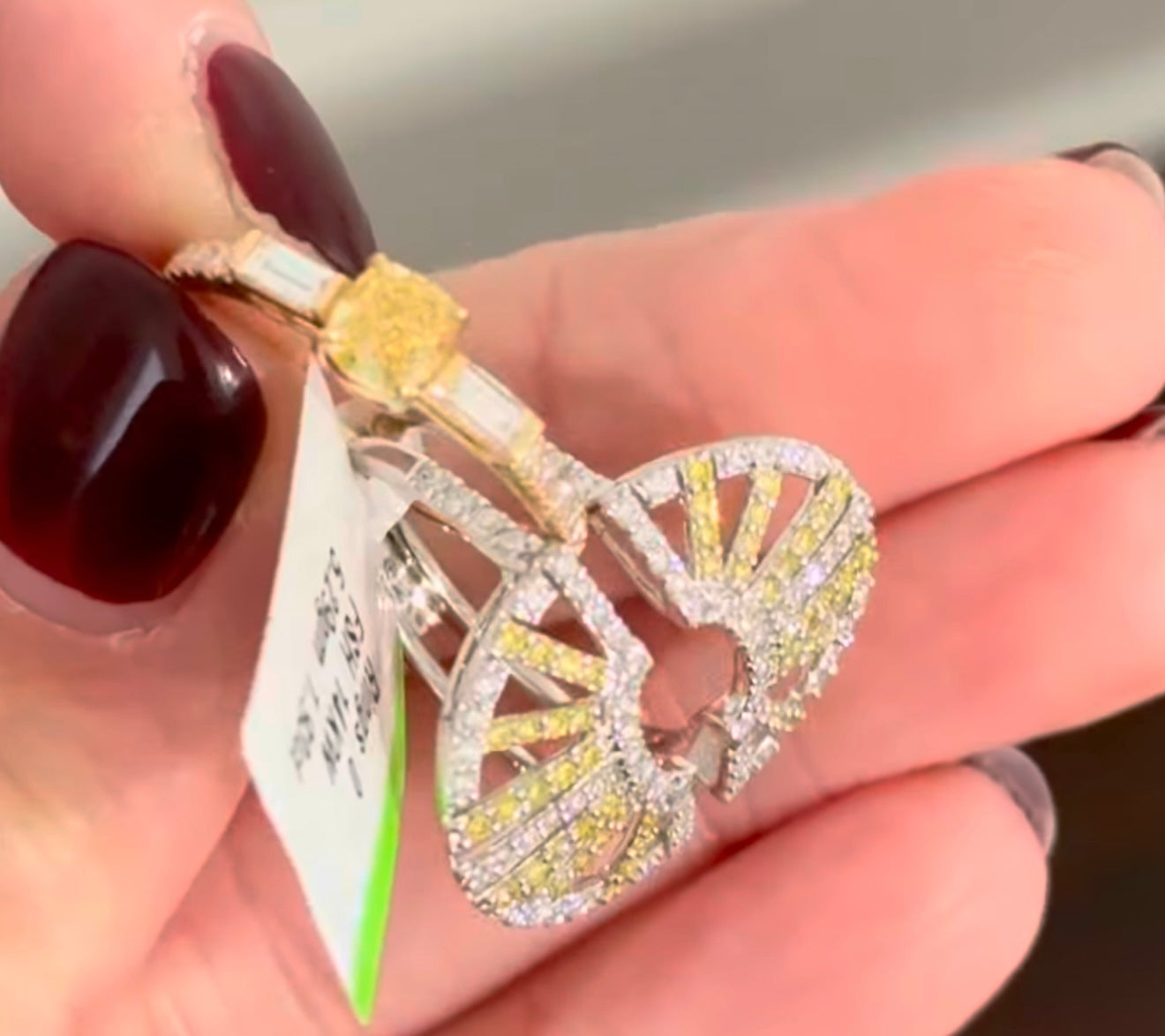 Yellow Gold Ring & White Gold Jacket with Yellow Cushion