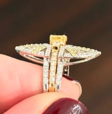 Yellow Gold Ring & White Gold Jacket with Yellow Cushion
