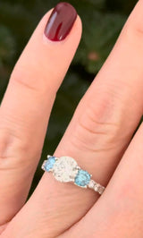 White Gold Blue & White Lab Diamond Ring