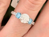 White Gold Blue & White Lab Diamond Ring