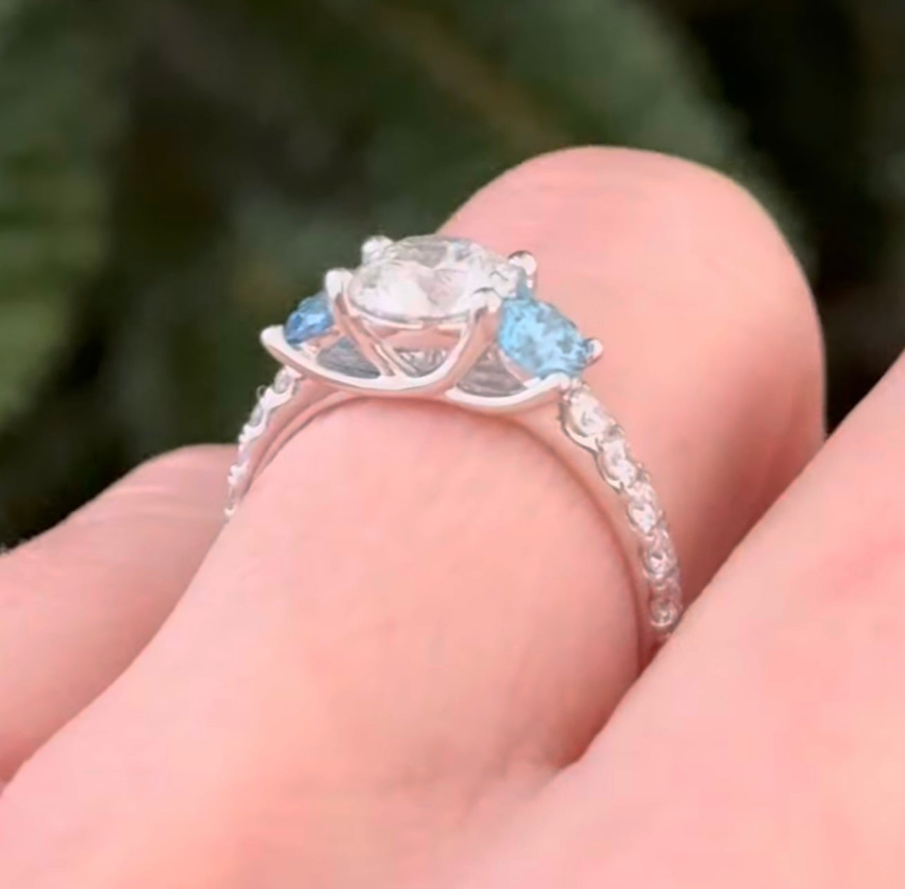 White Gold Blue & White Lab Diamond Ring