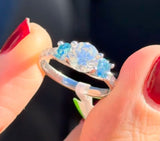 White Gold Blue & White Lab Diamond Ring