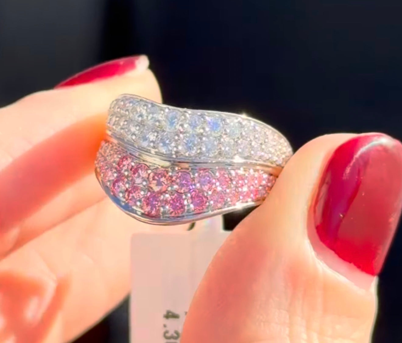 White Gold Pink & White Lab Diamond Ring