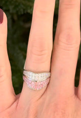 White Gold Pink & White Lab Diamond Ring