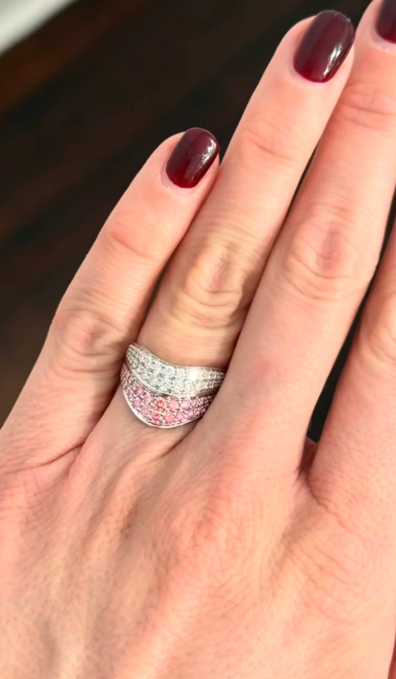 White Gold Pink & White Lab Diamond Ring
