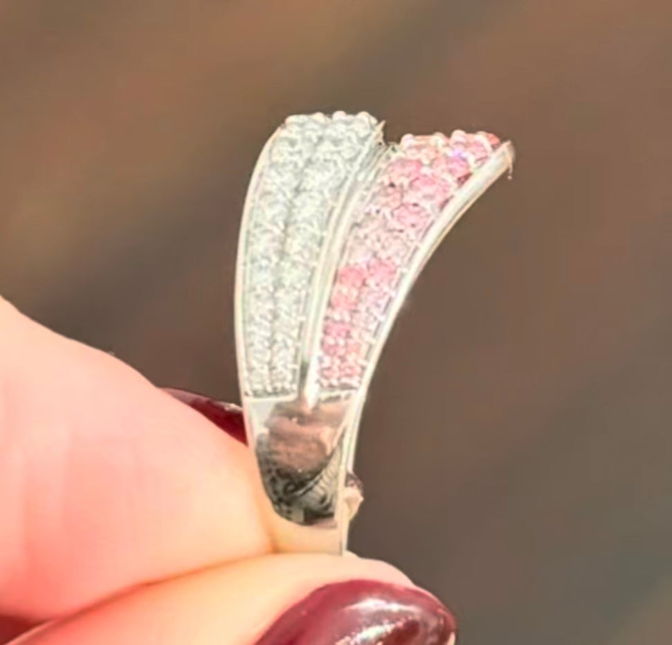 White Gold Pink & White Lab Diamond Ring