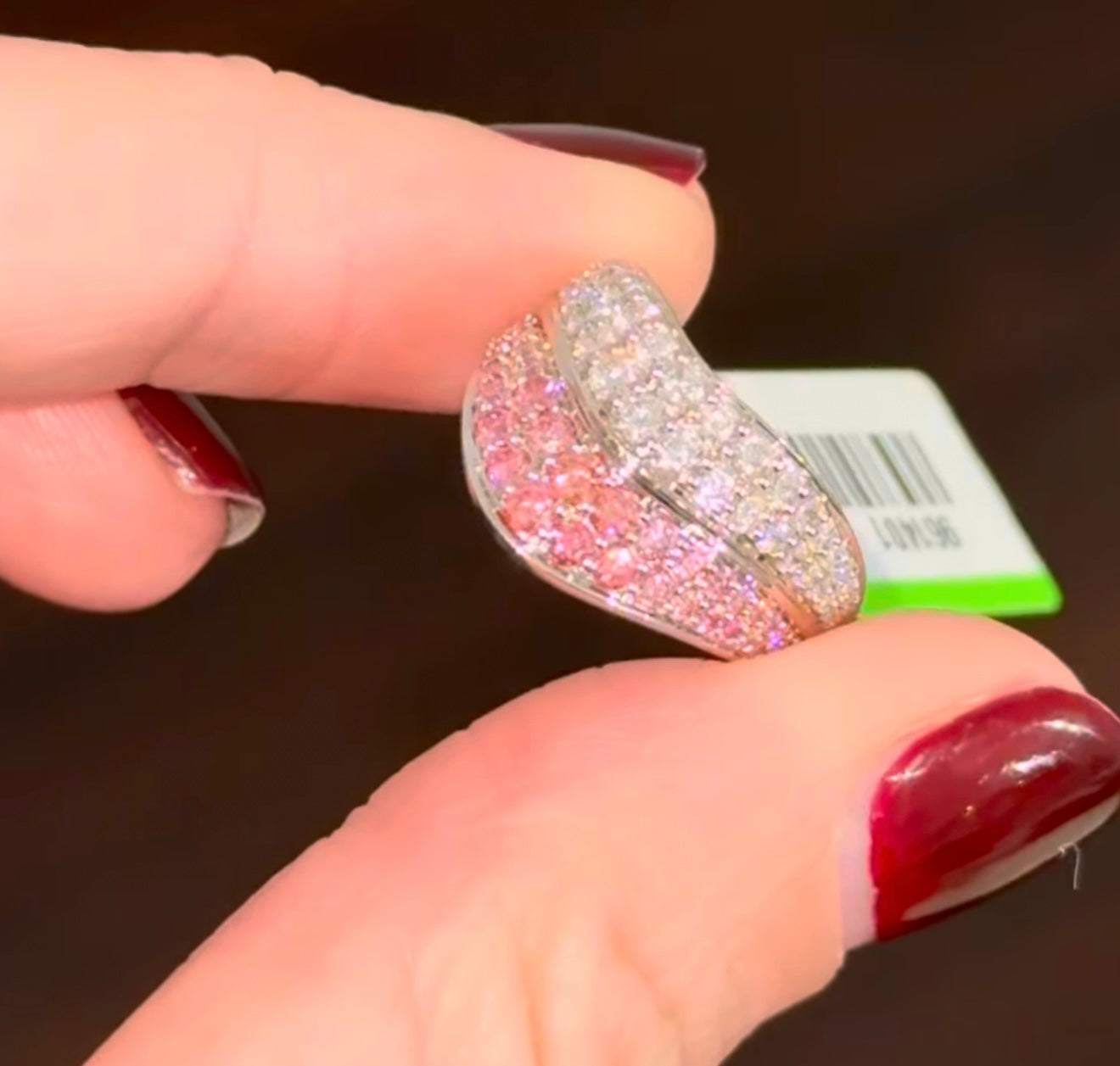 White Gold Pink & White Lab Diamond Ring