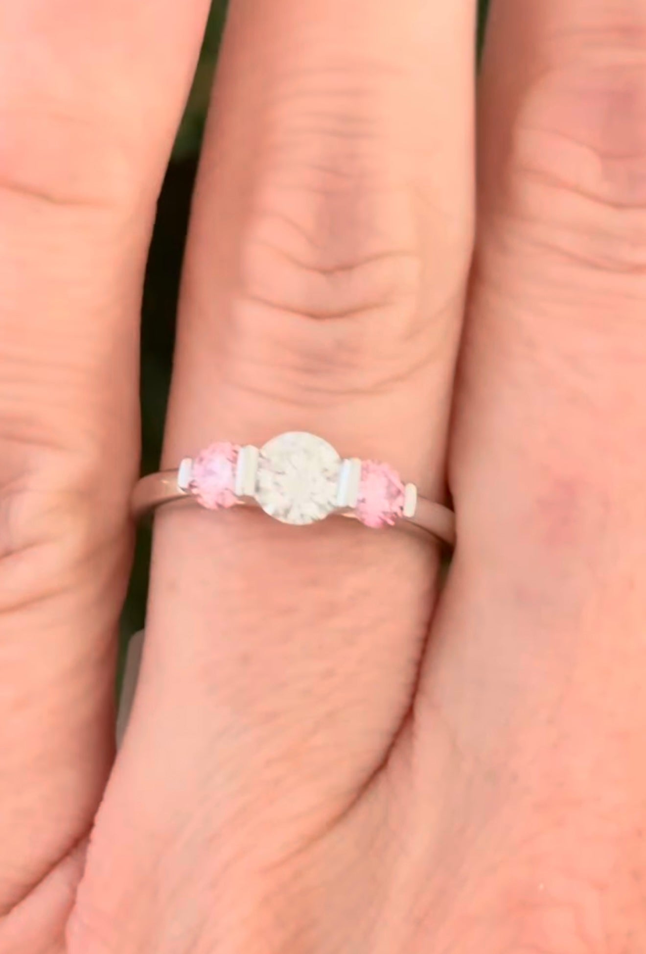 White Gold Pink & White Lab Diamond Ring
