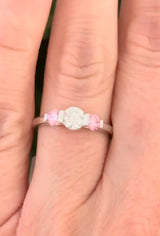 White Gold Pink & White Lab Diamond Ring