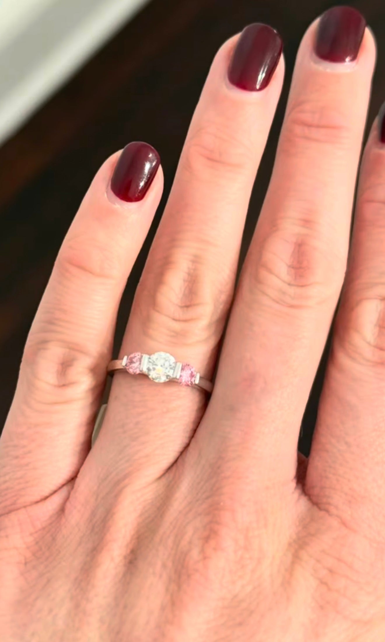 White Gold Pink & White Lab Diamond Ring