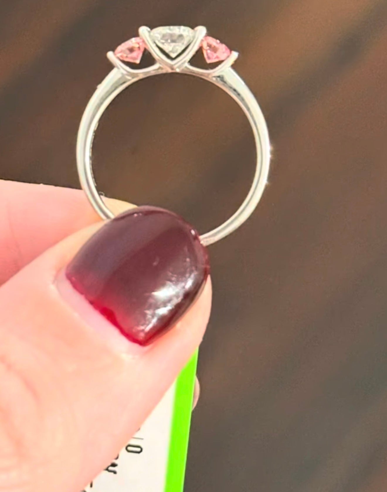 White Gold Pink & White Lab Diamond Ring