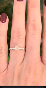 White Gold Pink Cushion Lab Diamond Ring