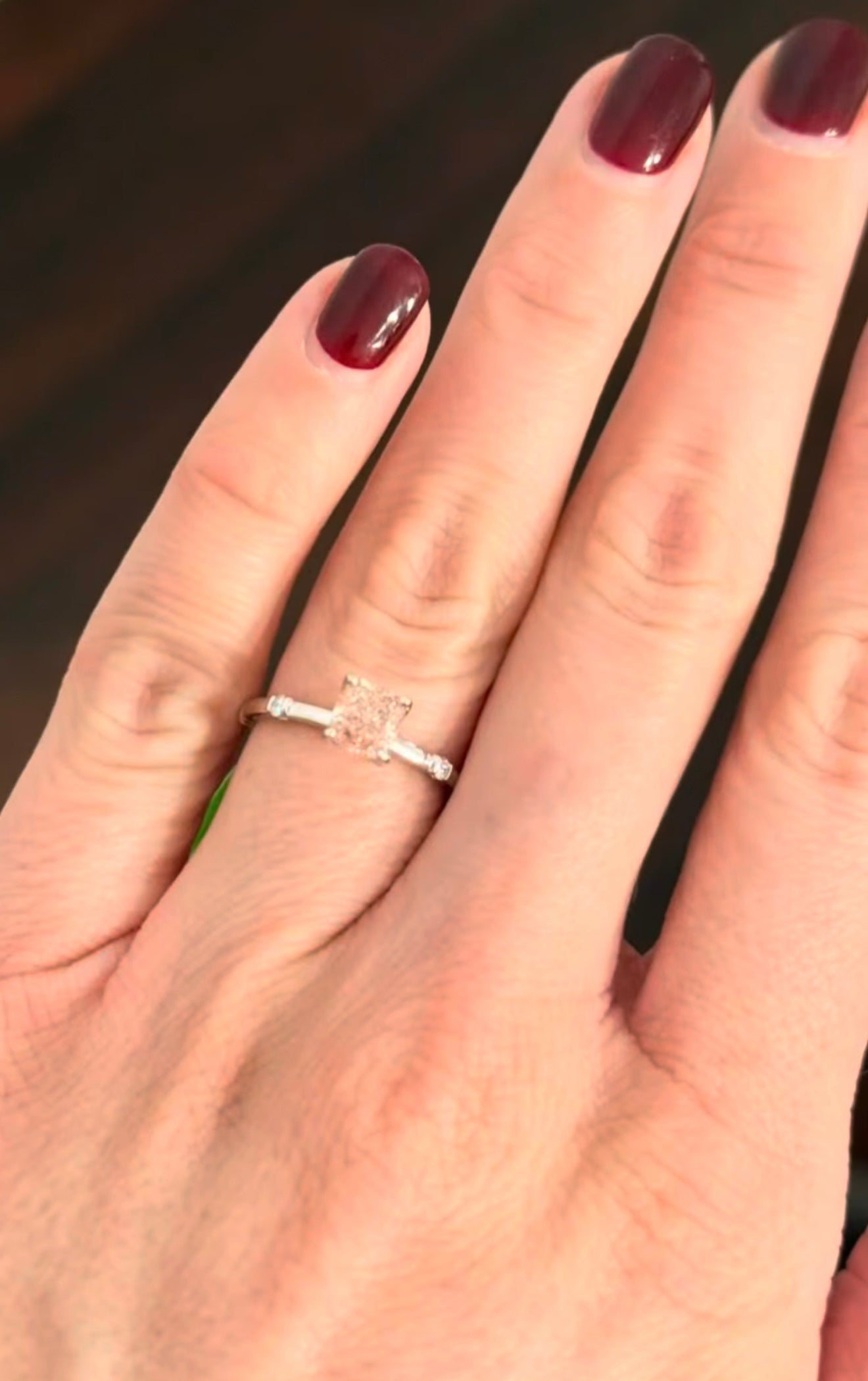 White Gold Pink Cushion Lab Diamond Ring