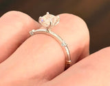 White Gold Pink Cushion Lab Diamond Ring