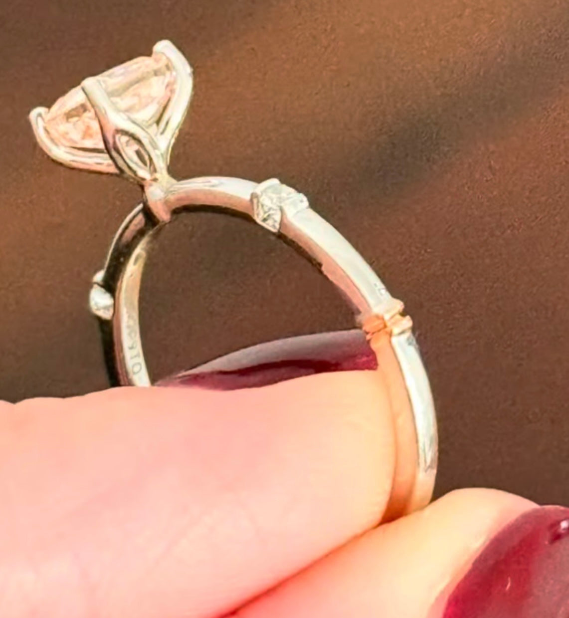 White Gold Pink Cushion Lab Diamond Ring