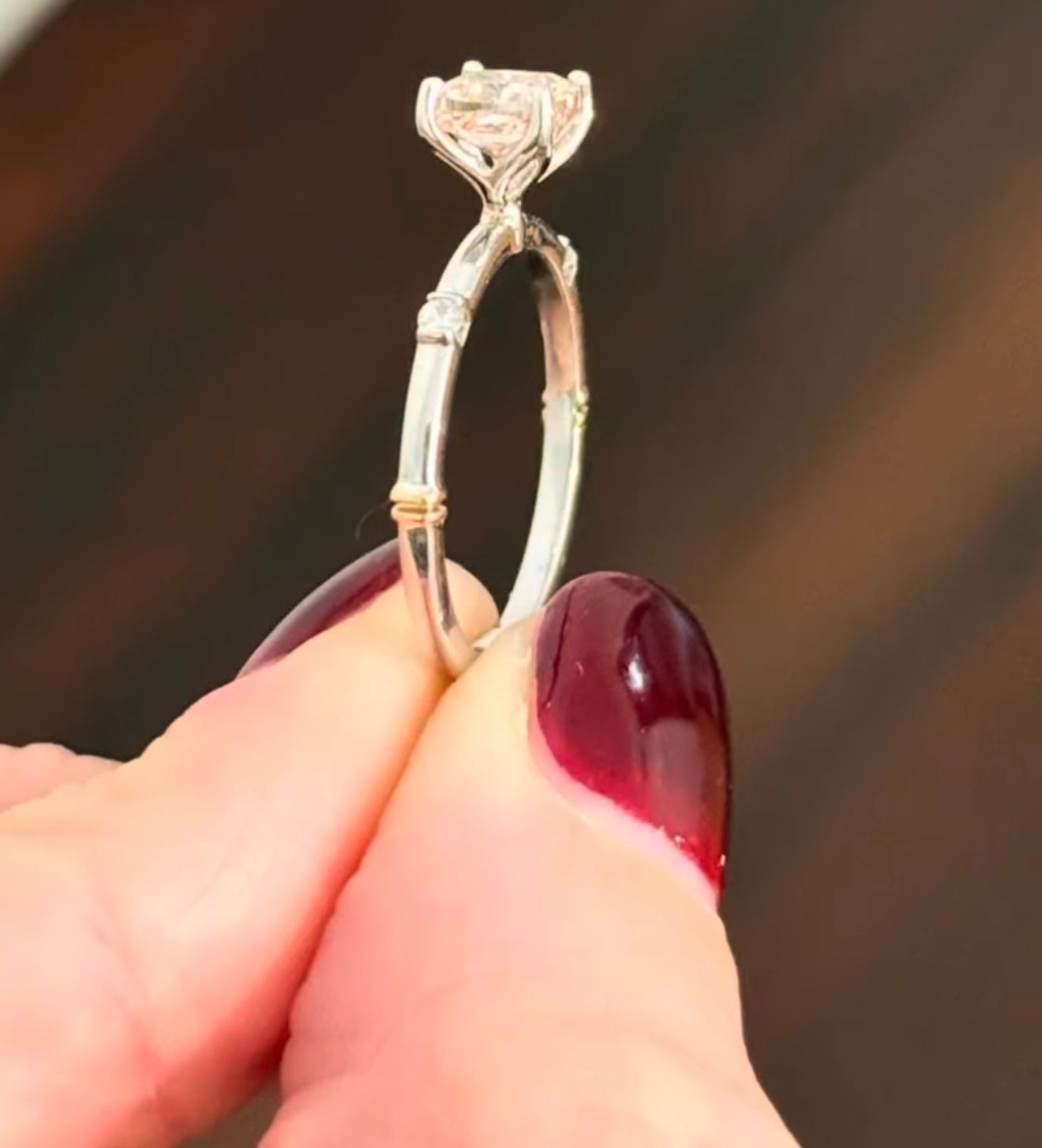 White Gold Pink Cushion Lab Diamond Ring