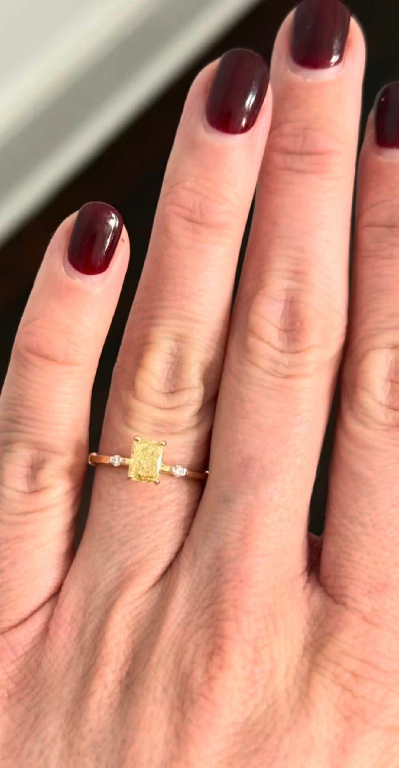 Yellow Gold With Yellow Radiant Lab Diamond Ring