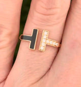 Rose Gold & Black enamel Lab Diamond Ring