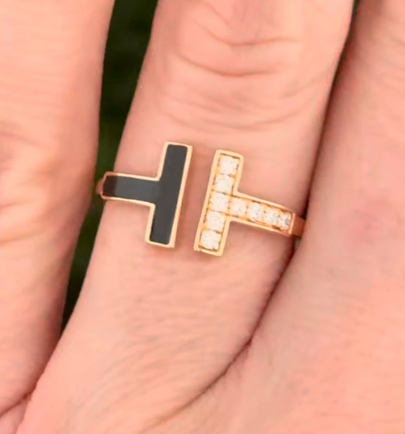 Rose Gold & Black enamel Lab Diamond Ring