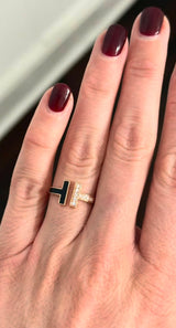 Rose Gold & Black enamel Lab Diamond Ring