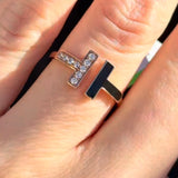 Rose Gold & Black enamel Lab Diamond Ring