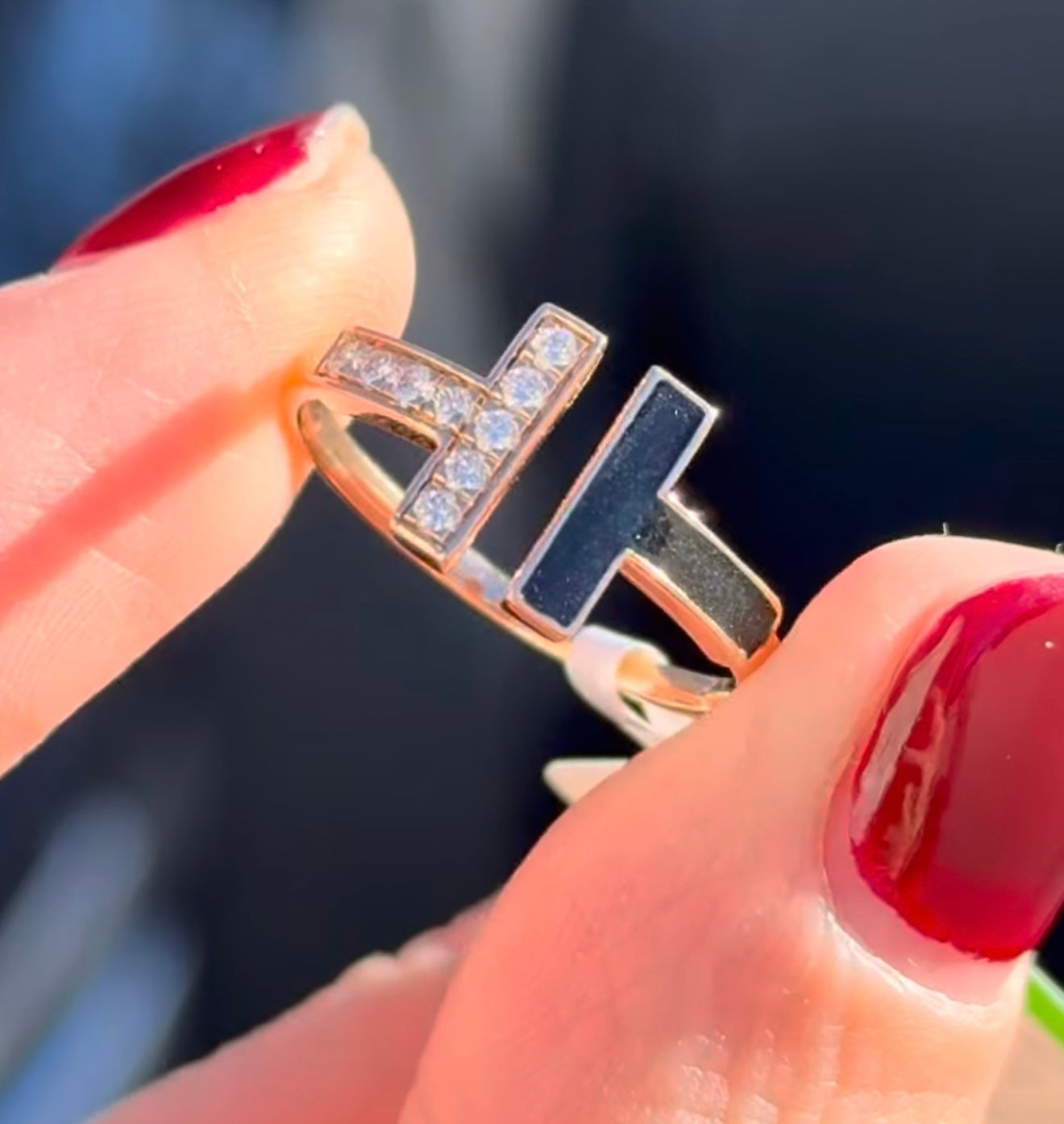 Rose Gold & Black enamel Lab Diamond Ring