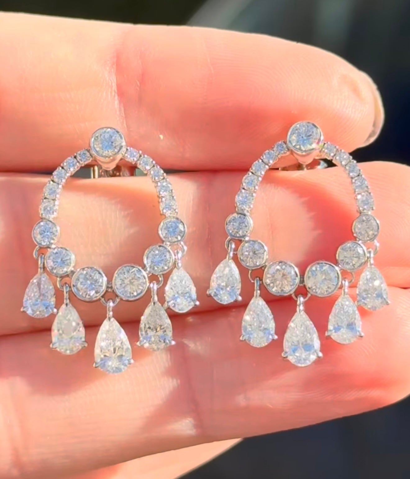 White Gold Pear Shape & Round Lab Diamond Earring