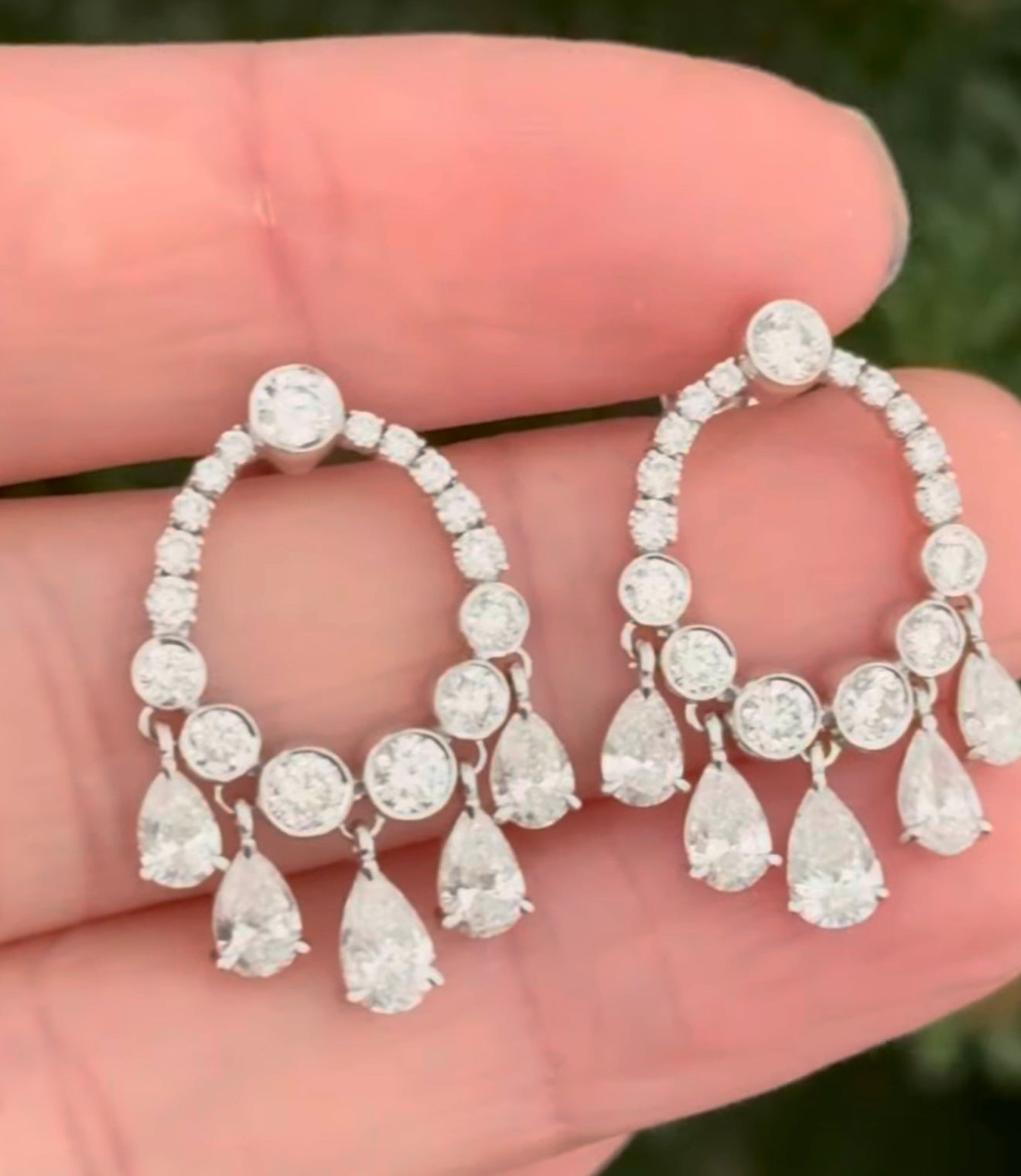 White Gold Pear Shape & Round Lab Diamond Earring