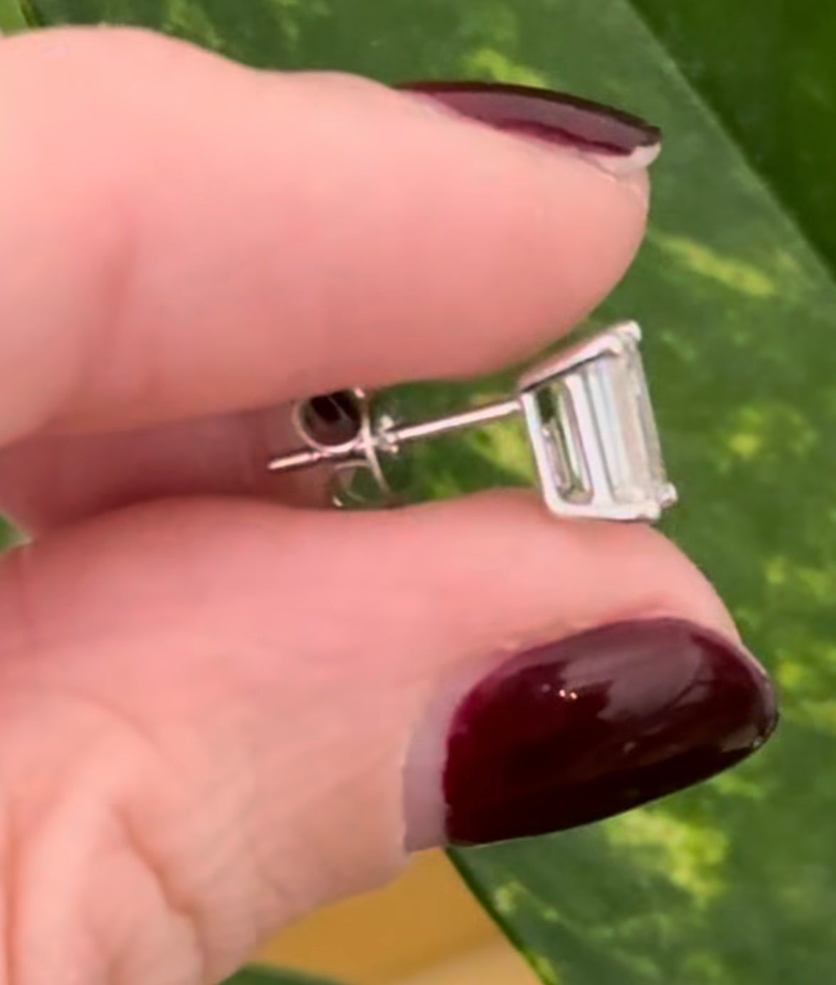 White Gold Emerald Cut Lab Diamond Studs