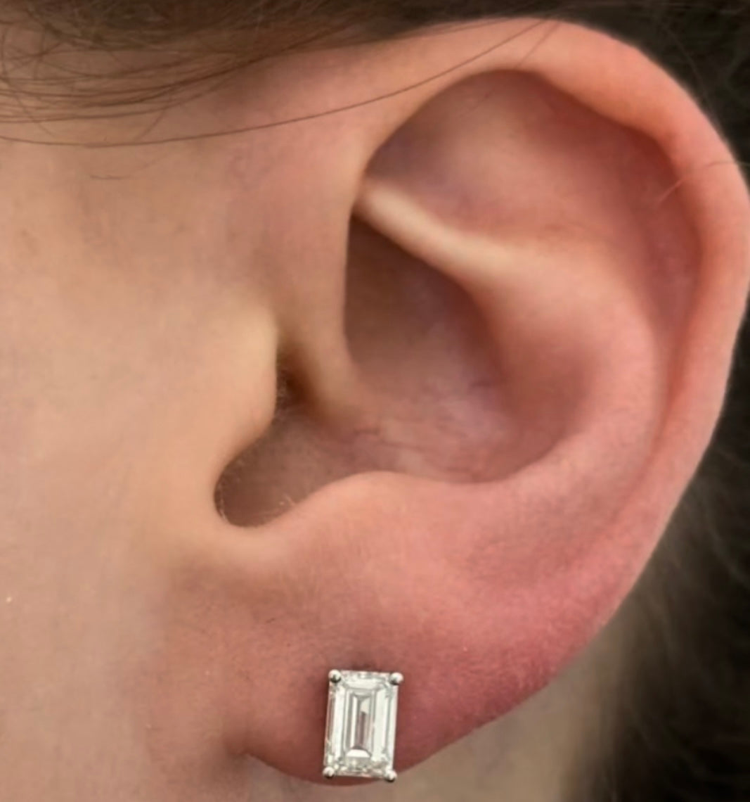 White Gold Emerald Cut Lab Diamond Studs