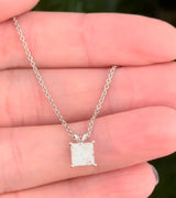 White Gold 1.21ct Princess Cut Lab Diamond Necklace